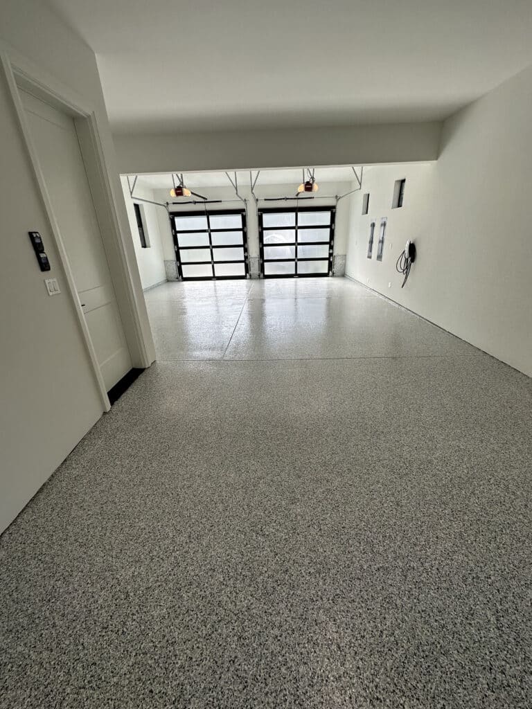 Coated concrete garage floor